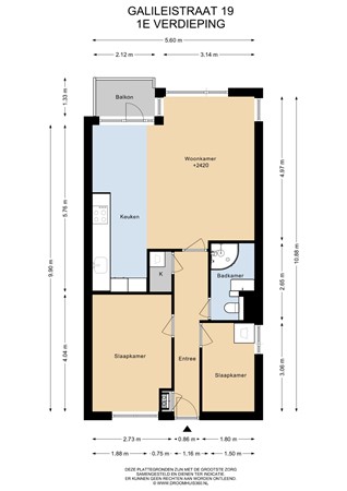 Floorplan - Galileïstraat 19, 1433 BW Kudelstaart